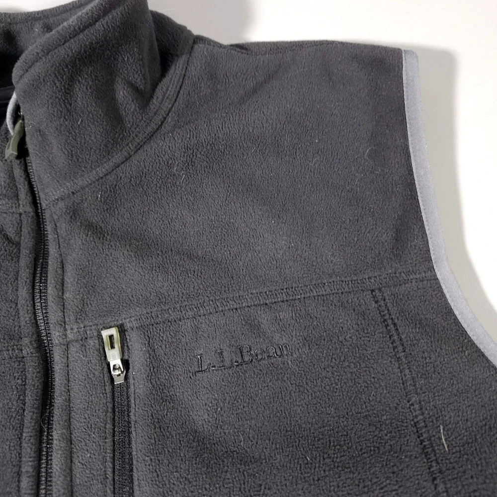 L.L. Bean Fleece Vest‎ Mens XL Tall Black Polartec Windbloc Full Zip Outdoor